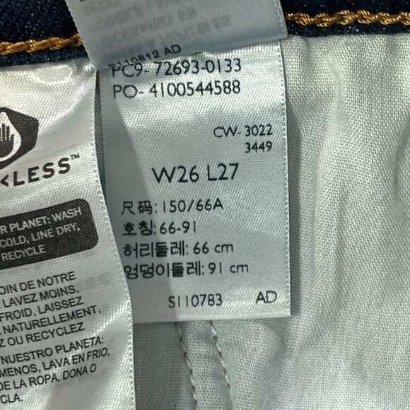 Levis Rib Cage Straight Ankle Jeans Womens 26 X 27 Button Fly Distressed Denim - Picture 8 of 13